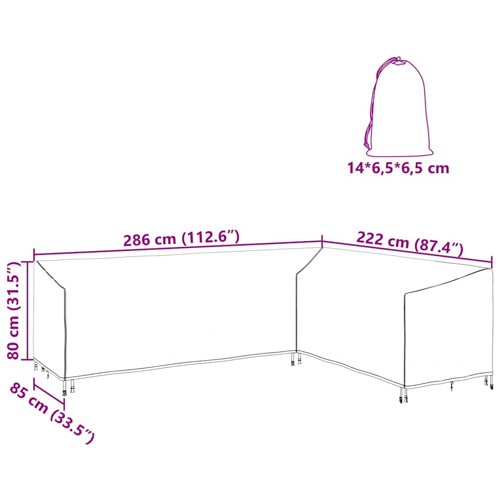 Outdoor Furniture Cover Black 286 x 222 x 80 cm 210D fabric